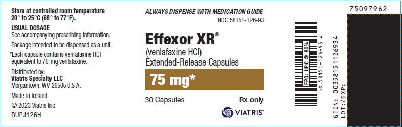 Effexor XR Extended-Release Capsules 75 mg Bottle Label