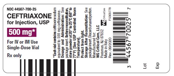 Ceftriaxone 500 mg vial label