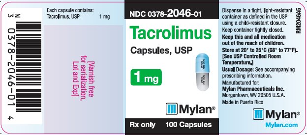 Tacrolimus Capsules 1 mg Bottle Label
