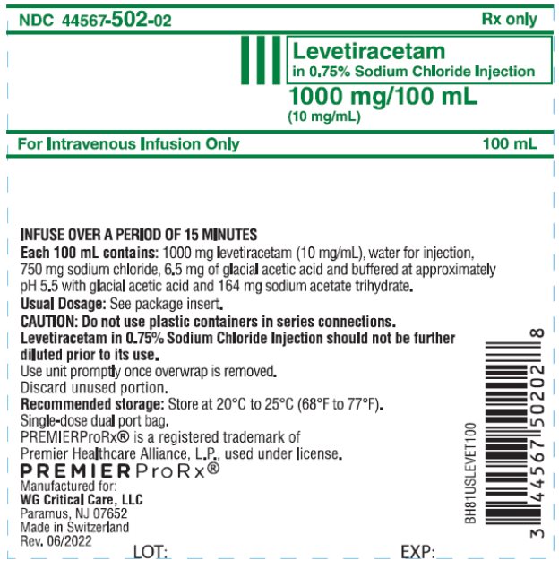Levetiracetam 1000 mg/100 mL bag label
