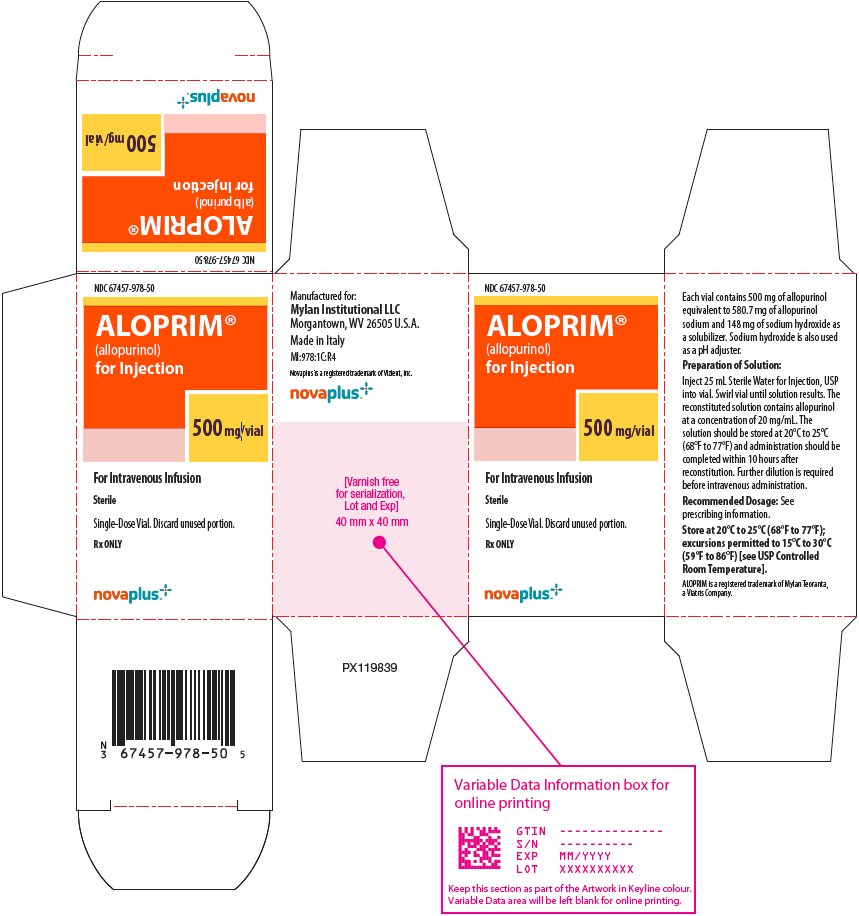 Aloprim for Injection 500 mg/vial Carton Label