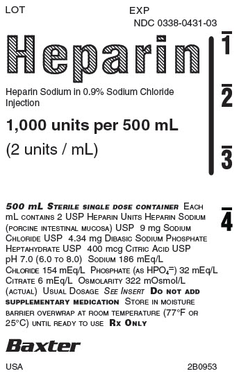 Heparin Sodium Container Label  NDC 0338-0431-03