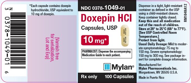 Doxepin Hydrochloride Capsules, USP 10 mg Bottle Label