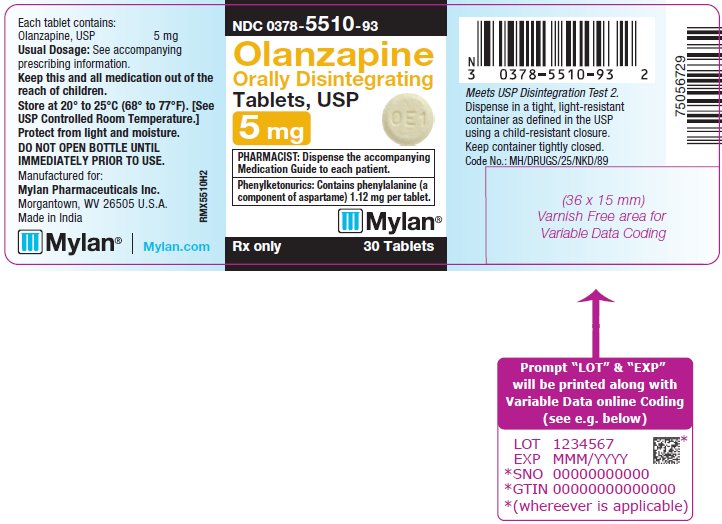 Olanzapine Orally Disintegrating Tablets 5 mg Bottle Label