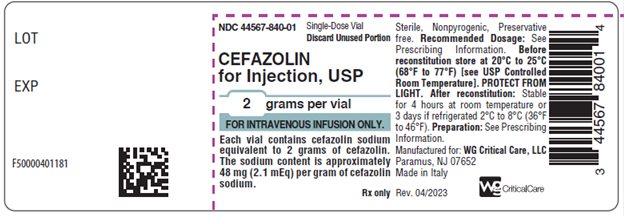 Cefazolin 2 gram vial label