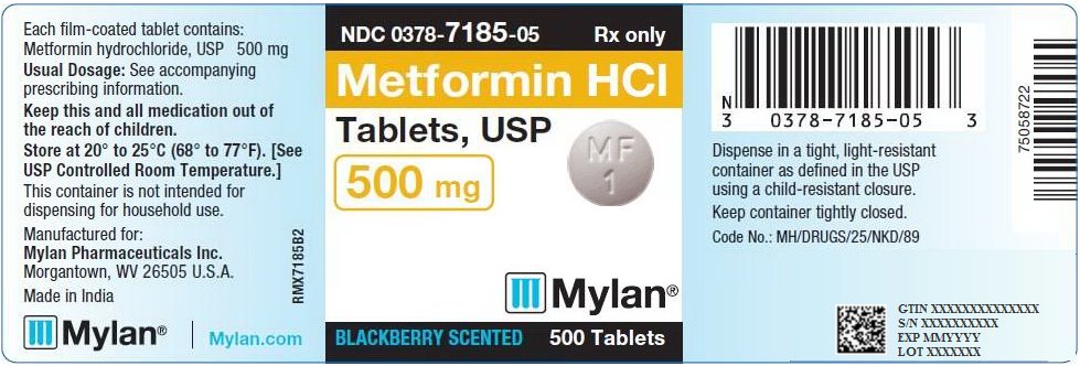 Metformin Hydrochloride Tablets 500 mg Bottle Label