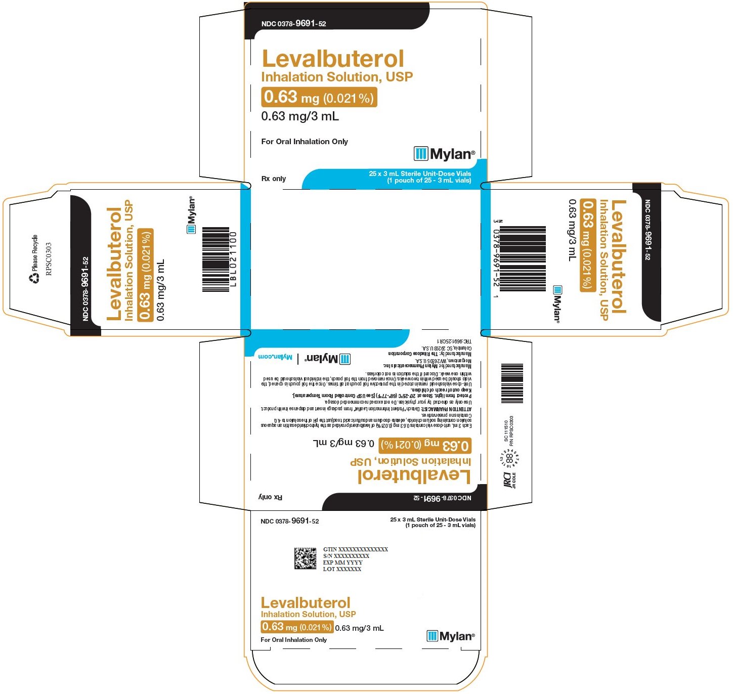Levalbuterol Inhalation Solution 0.63 mg Carton Label