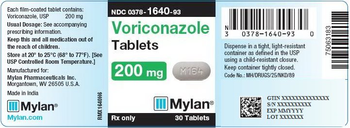 Voriconazole Tablets 200 mg Bottle Label