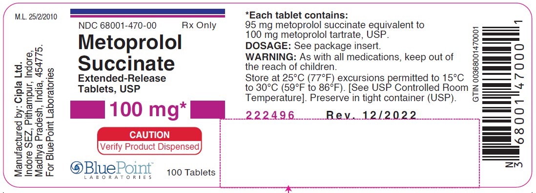 Label: Metoprolol Succinate ER Tablets USP 100 mg
