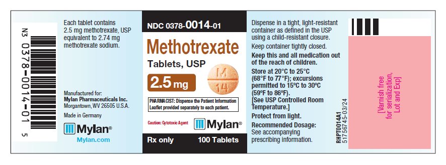 Methotrexate Tablets, USP 2.5 mg Bottle Label