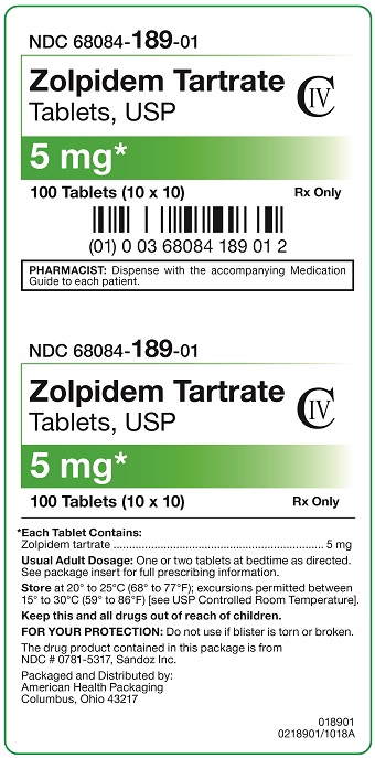 5 mg Zolpidem Tartrate Tablets Carton