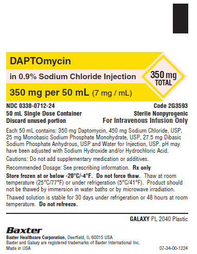 Daptomycin Container Label 0338-0712-24 1 of 2