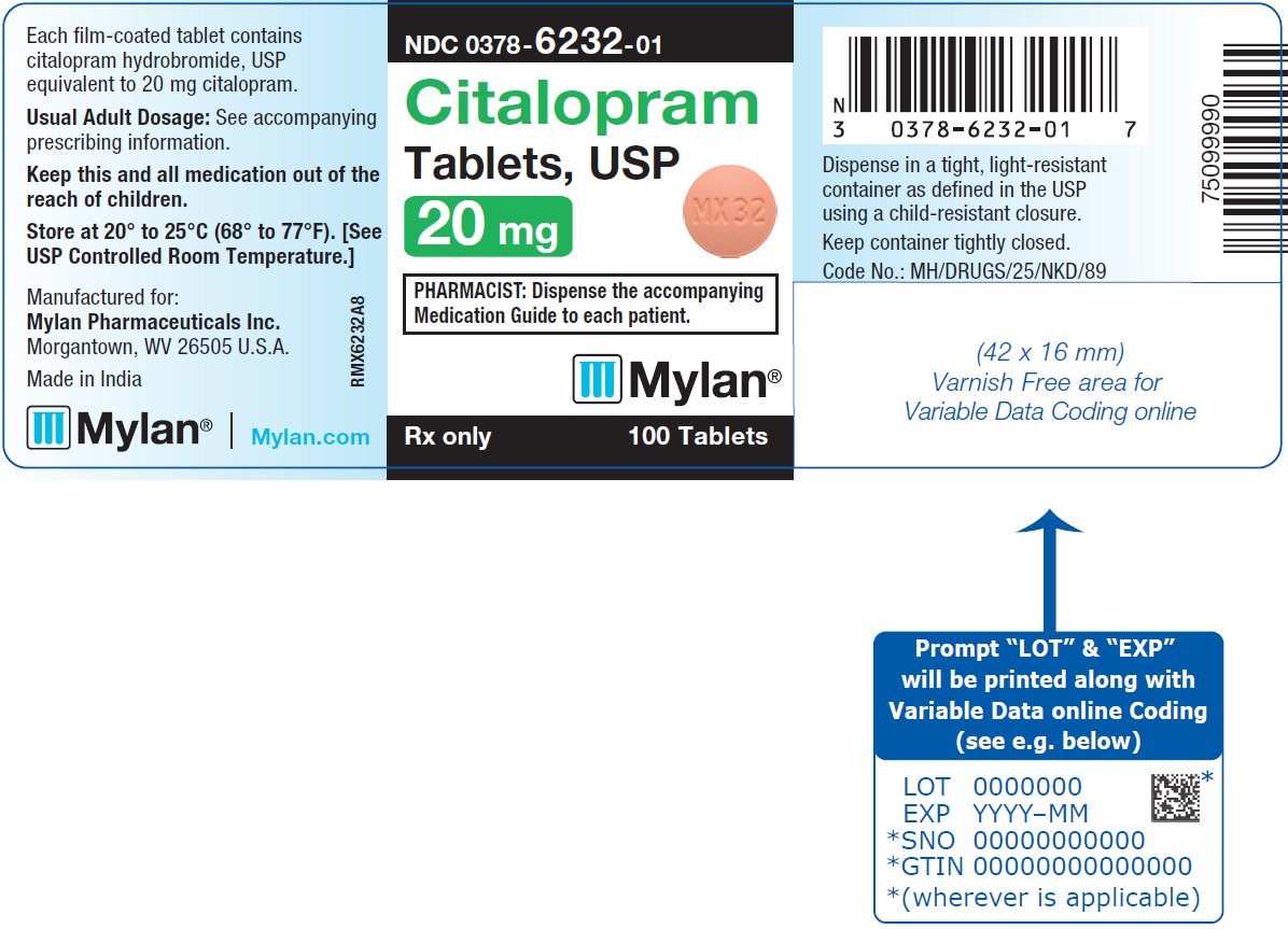 Citalopram Tablets, USP 20 mg Bottle Label