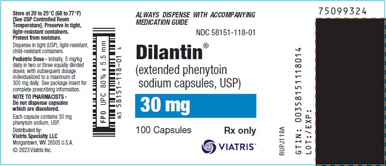 Dilantin (extended phenytoin sodium) Capsules 30 mg Bottle Label