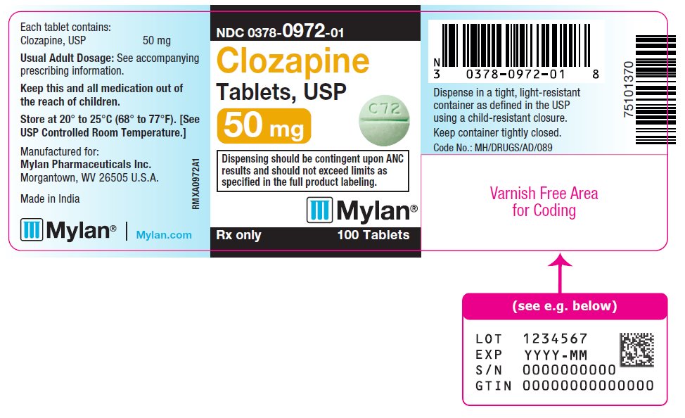Clozapine Tablet, USP 50 mg Bottle Label