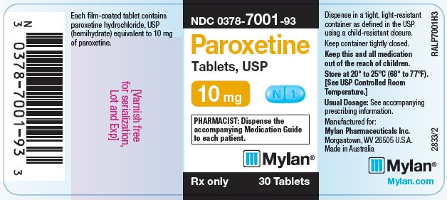 Paroxetine Tablets, USP 10 mg Bottle Label