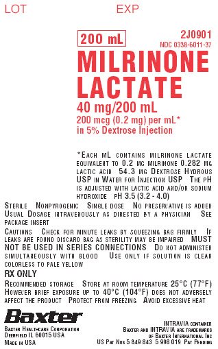 Milrinone Lactate Representative Container Label
