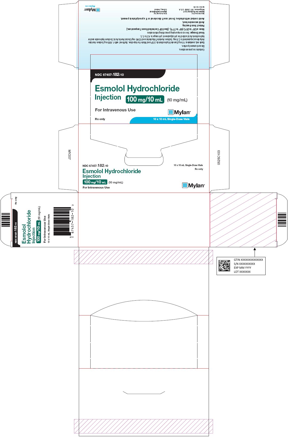 Esmolol Hydrochloride Injection 100 mg/10 mL Carton Label