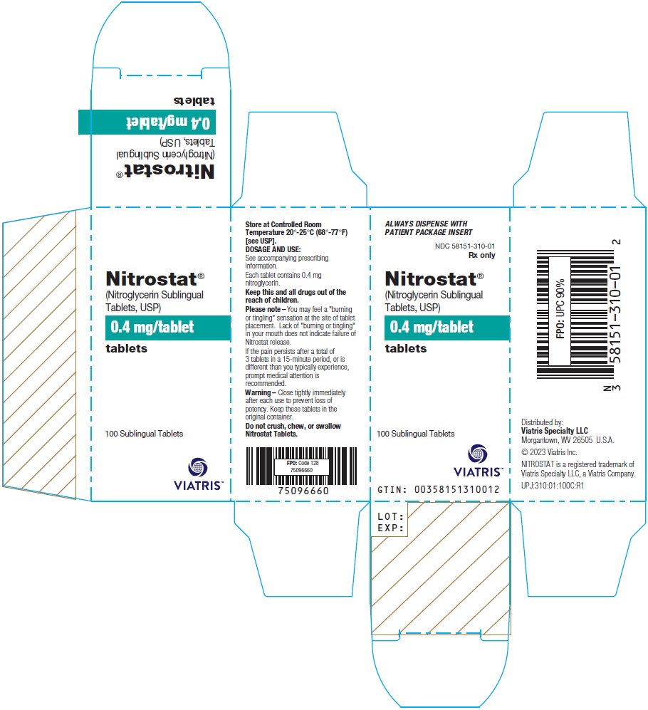 Nitrostat Sublingual Tablets 0.4 mg/tablet Carton Label
