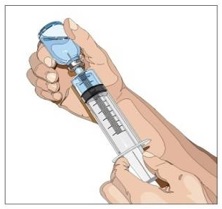 Attach a sterile syringe to a needle and draw air into the syringe barrel equal to the amount of product to be withdrawn. Inject the air into the vial and withdraw the desired volume of GAMMAGARD LIQUID. If multiple vials are required to achieve the desired dose, repeat this step.
