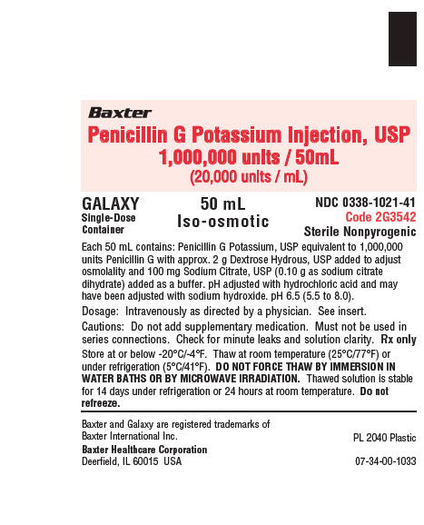 Penicillin G Potassium Representative Container Label  NDC 0338-1021-41