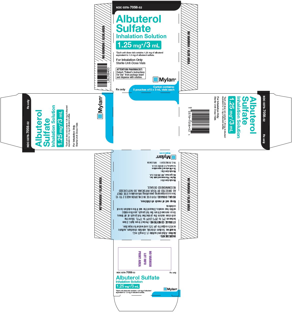 Albuterol Sulfate Inhalation Solution 1.25 mg/3 mL Carton Label