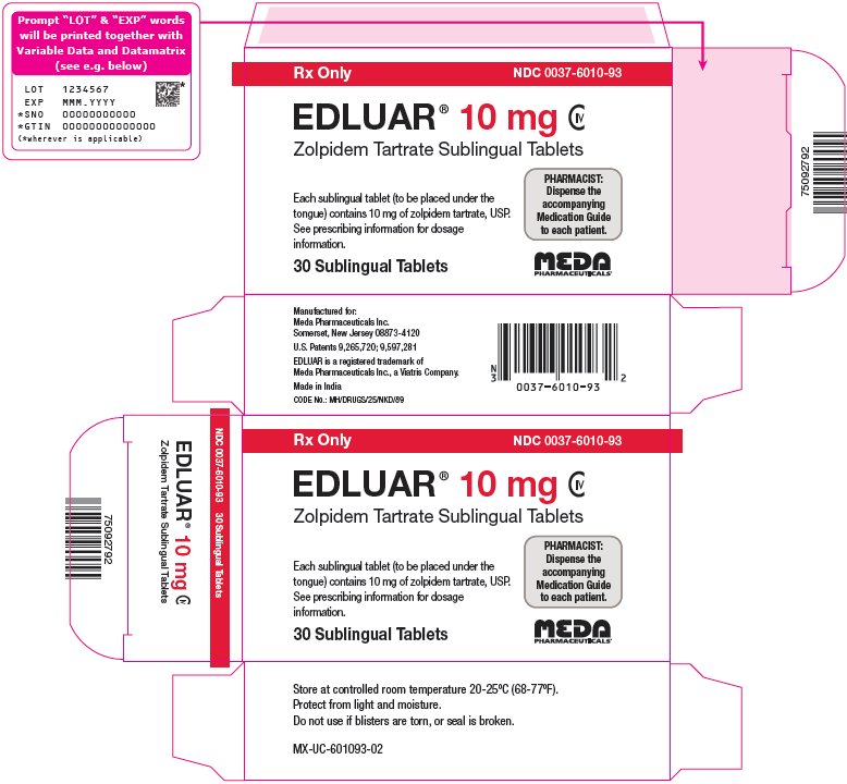 Edluar Sublingual Tablets 10 mg Carton Label