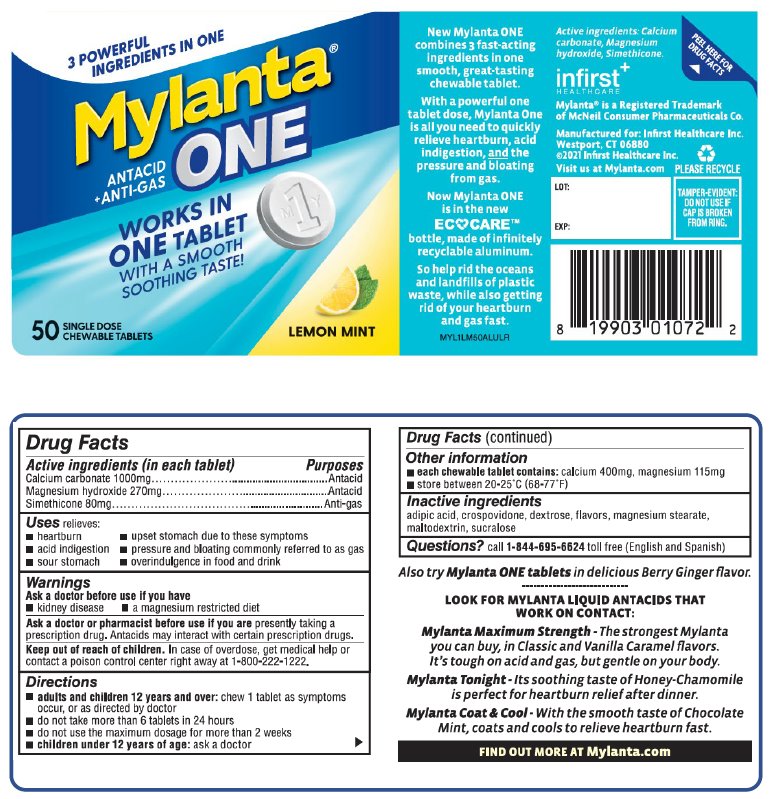 Mylanta One Antacid/Anti-Gas chewable tablets - Lemon Mint - in EcoCare bottle