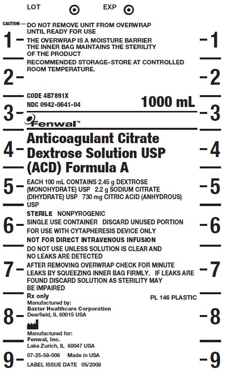 Anticoagulant Citrate Dextrose Solution USP (ACD) Formula A label
