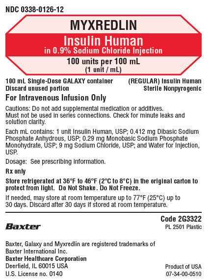 Rx Item-MYXREDLIN insulin regular  SOD CHL 0.9% BAG 12X100ML BY Baxter Pharma