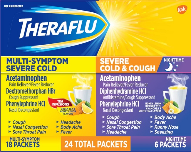 Theraflu Multi-Symptom Severe Cold and Nighttime Severe Cold & Cough copack 24 count carton