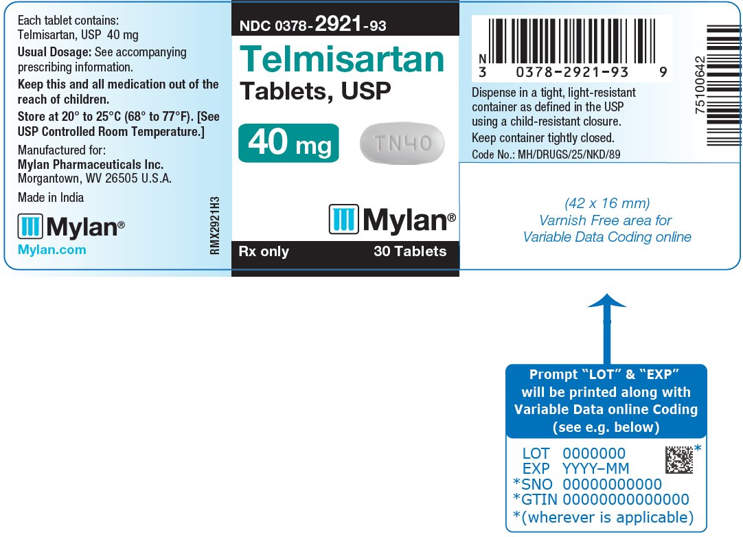 Telmisartan Tablets, USP 40 mg Bottle Label