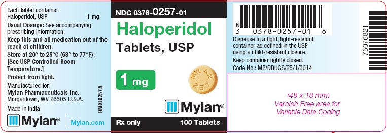 Haloperidol Tablets 1 mg Bottle Label