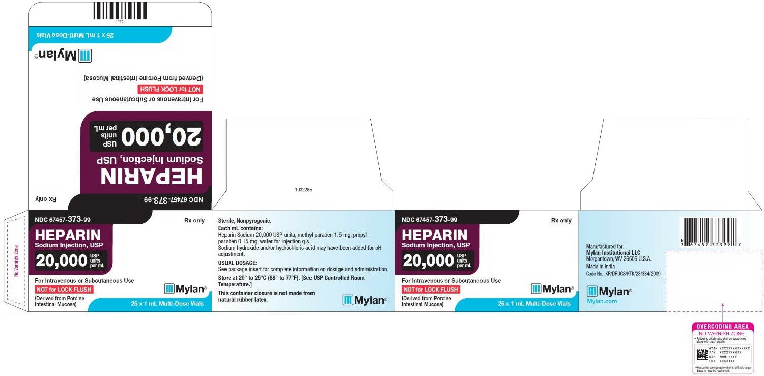 Heparin Sodium Injection, USP 20,000 USP units per mL Carton Label
