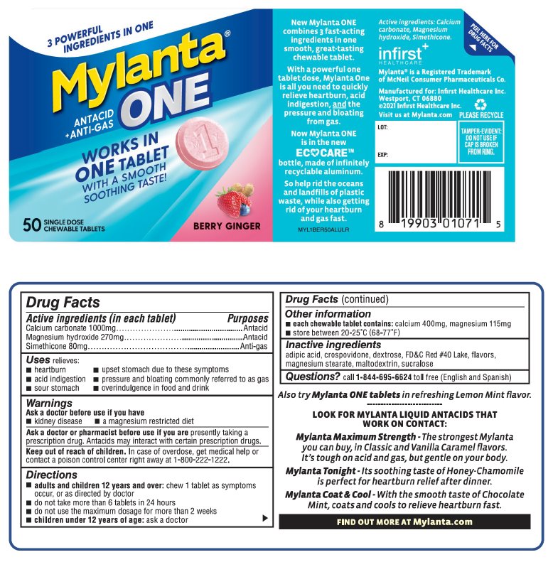 Mylanta One Antacid/Anti-Gas chewable tablets - Berry Ginger - in EcoCare bottle