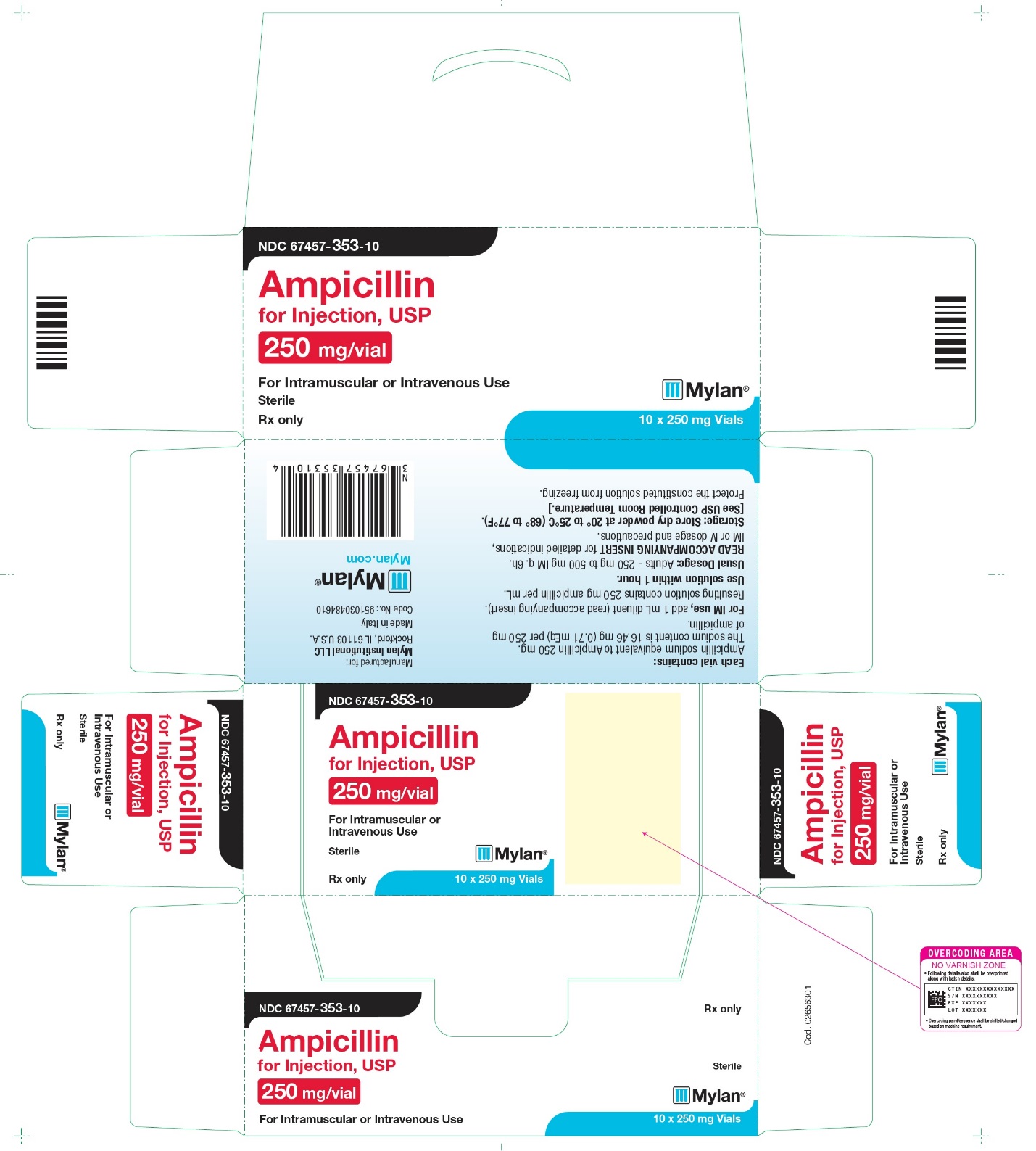 Carton 250 mg/vial