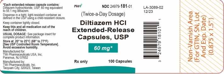 Diltiazem HCl Extended-Release Capsules, USP 60 mg Bottle Label