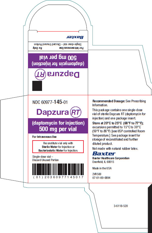 Daptomycin Representative Carton Label  60977-145-01 1 of 2