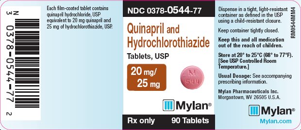 Quinapril and Hydrochlorothiazide Tablets USP, 20 mg/25 mg Bottle Label