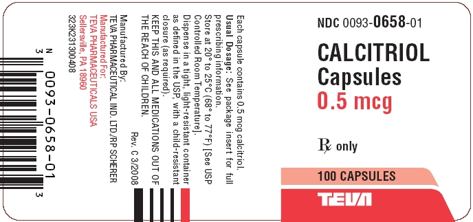 Calcitriol Capsules 0.5 mcg, 100s Label