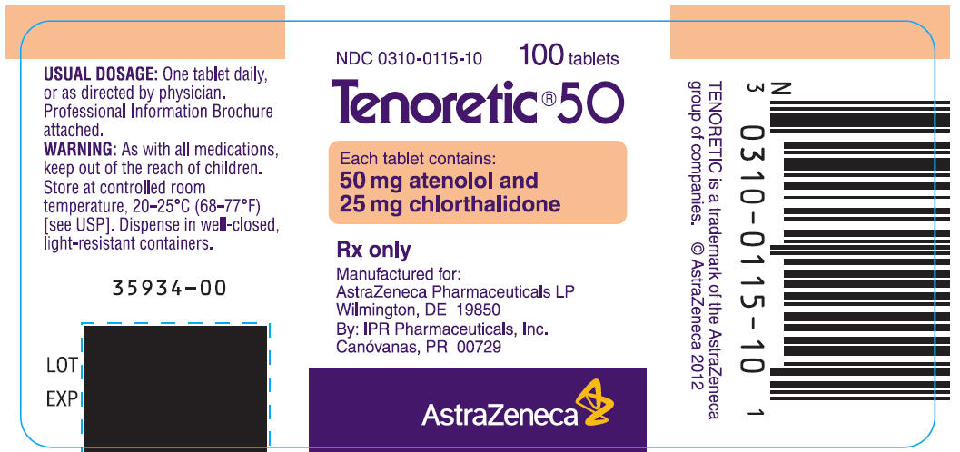 TENORETIC 50 Bottle Label 100 tablets