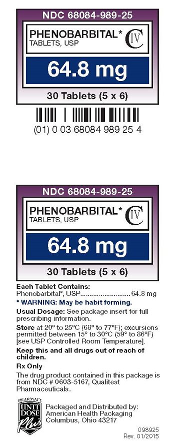 Phenobarbital tablets, USP CIV 64.8 mg label