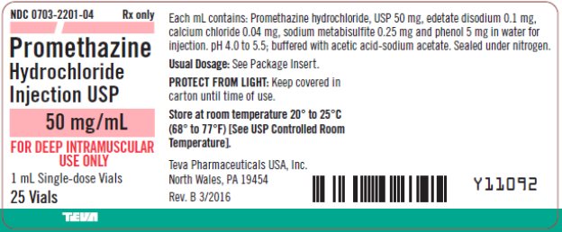 Promethazine Hydrochloride Injection USP 50 mg/mL, 25 x 1 mL Single-dose Vial Tray Label