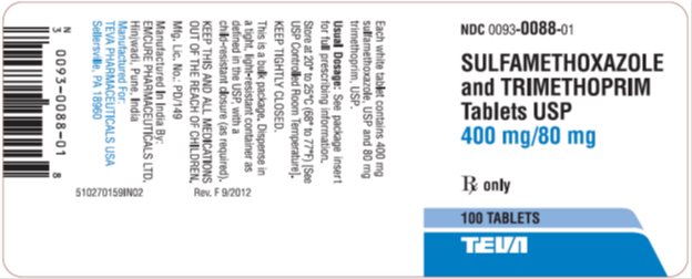 Sulfamethoxazole and Trimethoprim Tablets USP 400 mg/80 mg, 100s Label