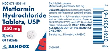 Metformin Hydrochloride 850 mg Label