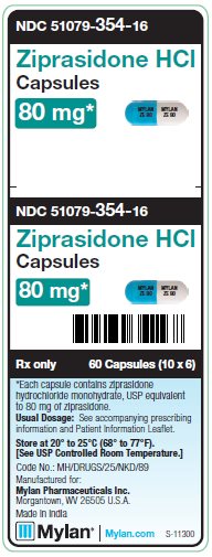 Ziprasidone HCl 80 mg Capsules Unit Carton Label