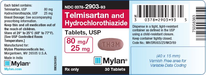 Telmisartan and Hydrochlorothiazide Tablets, USP 80 mg/25 mg Bottle Label