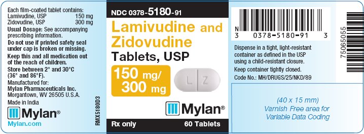 Lamivudine and Zidovudine Tablets 150 mg/300 mg Bottle Label