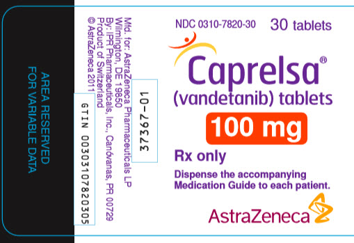 Caprelsa 100 mg 30 count bottle label