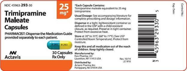 Trimipramine Maleate Capsules, 25 mg, 30 Count, Rev. 10/14